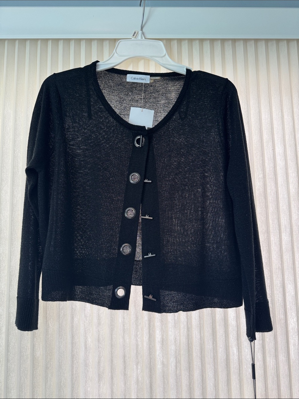 Calvin Klein Black Sheer Button-Front Women's Cardigan